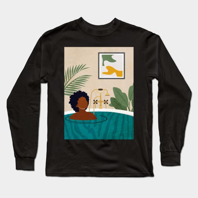 Bathtub Relaxation Long Sleeve T-Shirt by DomoINK